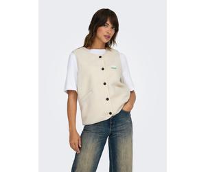 Plüschweste ONLY "ONLBABY LIFE TEDDY VEST PNT CS", Damen, Gr. L, pumice stone detail:vintage batch, Plüsch, Obermaterial: 100% Polyester, unifarben, bequem hüftlang, Rundhals, Westen, Kunstfaser Plüsc