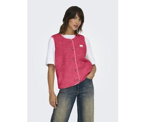 Plüschweste ONLY "ONLBABY LIFE TEDDY VEST PNT CS", Damen, Gr. M, pink lemonade detail:vintage batch, Plüsch, Obermaterial: 100% Polyester, unifarben, bequem hüftlang, Rundhals, Westen, Kunstfaser Plüs