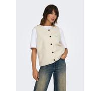 Plüschweste ONLY "ONLBABY LIFE TEDDY VEST PNT CS", Damen, Gr. S, beige (pumice stone detail:vintage batch), Plüsch, Obermaterial: 100% Polyester, unifarben, bequem hüftlang, Rundhals, Westen, Kunstfas