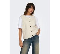 Plüschweste ONLY "ONLBABY LIFE TEDDY VEST PNT CS", Damen, Gr. XS, beige (pumice stone), Plüsch, Obermaterial: 100% Polyester, unifarben, bequem hüftlang, Rundhals, Westen, Kunstfaser (38677503-XS) pum