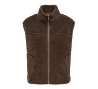 ONLY Damen Teddy Weste High Neck Sherpa Plüschweste mit Kragen Fleeceweste ONLBaby High Zip Vest 15379000 Chocolate Martini L