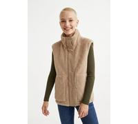 Plüschweste ONLY "ONLBARI LIFE TEDDY WAISTCOAT OTW", Damen, Gr. XS, humus, Plüsch, Obermaterial: 100% Polyester, unifarben, normal, Westen, Kunstfaser (57929766-XS) humus