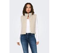Plüschweste ONLY "ONLSANDRA TEDDY WAISTCOAT LIFE OTW NOOS", Damen, Gr. M, beige (pumice stone), Plüsch, Obermaterial: 100% Polyester, unifarben, regular fit hüftlang, Westen, Kunstfaser (90007837-M) p