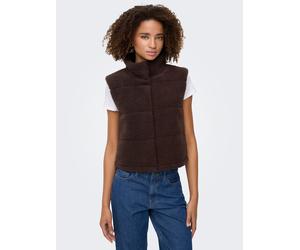Plüschweste ONLY "ONLSANDRA TEDDY WAISTCOAT LIFE OTW NOOS", Damen, Gr. S, braun (seal braun), Plüsch, Obermaterial: 100% Polyester, unifarben, regular fit hüftlang, Westen, Kunstfaser (90584269-S) sea