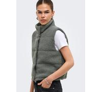 Plüschweste ONLY "ONLSANDRA TEDDY WAISTCOAT LIFE OTW NOOS", Damen, Gr. S, grau (castor gray), Plüsch, Obermaterial: 100% Polyester, unifarben, regular fit hüftlang, Westen, Kunstfaser (77174250-S) cas