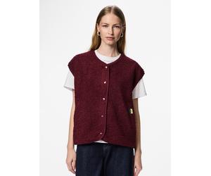 Plüschweste PIECES "PCKATTY TEDDY VEST NOOS BC", Damen, Gr. L, tawny port, Plüsch, Obermaterial: 100% Polyester, unifarben, normal, V-Ausschnitt, Westen, Kunstfaser (91665848-L) tawny port