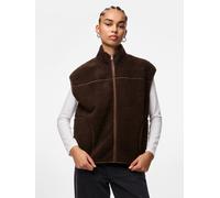 Plüschweste PIECES "PCSADIA TEDDY VEST NOOS BC", Damen, Gr. M, braun (hot fudge), Plüsch, Obermaterial: 100% Polyester, unifarben, regular fit normal, Westen, Kunstfaser (41152863-M) hot fudge