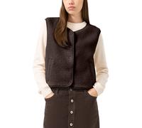 Plüschweste QS, Damen, Gr. XXL, braun, Plüsch, Obermaterial: 100% Polyester, unifarben, hüftlang, V-Ausschnitt, Westen, Druckknöpfe, abgerundeter V-Ausschnitt (97261310-XXL) braun
