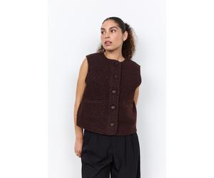 Plüschweste SOYACONCEPT "SC-SHAIMA 10", Damen, Gr. L, braun (chocolate plum), Plüsch, Obermaterial: 100% Polyester, unifarben, normal, Rundhals, Westen, Kunstfaser (85056628-L) chocolate plum