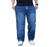 Plus Size Baggy Jeans for Men Elastic Waist Pull On Denim Pants Drawstring Straight Loose Jean Sweatpants L-5XL