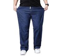 Plus Size Baggy Jeans for Men Elastic Waist Pull On Denim Pants Drawstring Straight Loose Jean Sweatpants L-5XL