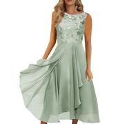 Plus Size Damen Chiffon Abendkleid mit Spitze Ausgehöhltem Detail Elegantes Langes Brautjungfer Kleid für Festliche Anlässe