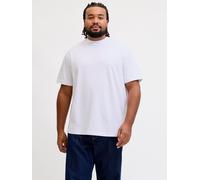 Rundhalsshirt "JJEBARRON TEE SS O-NECK LN PLS", Herren, Gr. 5XL, weiß, Jersey, Obermaterial: 52% Baumwolle, 31% Polyester, 17% Elastomultiester, JACK & JONES PLUSSIZE, unifarben, relaxed fit normal, R