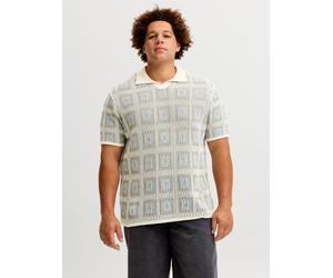 Plus Size Gestricktes Polo EU8XL US6XL Weiß