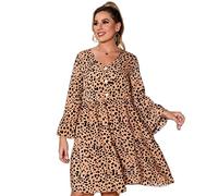 Plus Size Printed 4XL Midi Dress Damen Langarm A-Linie Elegant Casual Loose Dress Plus Size Fashion Clothing XL Gelb