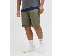 Chinoshorts "JPSTDAVE JJCHINO SHORTS SN AKM PLS", Herren, Gr. 42, N-Gr, grün (dusty olive), Web, Obermaterial: 98% Baumwolle, 2% Elasthan, JACK & JONES PLUSSIZE, unifarben, modisch, regular fit kniela