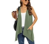 Plus Size Sleeveless Cardigans for Women Trendy Lightweight Summer Cardigan Vest Casual Open Front Ladies Draped Sweater with Pockets,Olive Green,XXL
