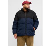 Steppjacke "JJMAZE PUFFER COLLAR PLS", Herren, Gr. 4XL, sky captain detail:schwarz blocking, Web, Obermaterial: 100% Polyester, JACK & JONES PLUSSIZE, colorblocking, regular fit, Jacken Steppjacke (62