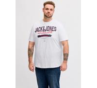 Rundhalsshirt "JJELOGO TEE SS O-NECK 2 COL SS26 SN PLS", Jungen, Gr. 6XL, hellweiß, Jersey, Obermaterial: 100% Baumwolle, JACK & JONES PLUSSIZE, Rundhals, Shirts Rundhalsshirt, mit auffälligem Print (