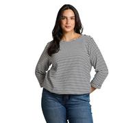 Tom Tailor - Plus Size - Langarmshirt mit Knopf-Details offwhite navy regular stripe - Gr. - 52