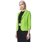PM SELECTED Damen Kurzblazer Sportliches Casual Sommer Leicht Sakko Anzug Casual Business Frauen Büro Blazer Reverskragen Einfarbig Slim Fit PM11 (as3, Numeric, Numeric_42, Regular, Regular, Grün)