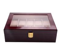Pmandgk Luxus Uhren Box Uhren Halter Box für Uhren Herren Glas Top Schmuck Organizer Box 10 Gitter Uhren Organizer