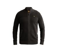 Cardigan PME LEGEND, Herren, Gr. M, schwarz (obsidian), Strick, Obermaterial: 100% Baumwolle, unifarben, regular fit hüftlang, Rundhals, Rippstrickbündchen, Strickjacken, mit markanter Struktur, Baumw
