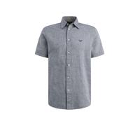 Kurzarmhemd PME LEGEND "Short Sleeve Shirt 2 tone Cotton/Linen", Herren, Gr. L, N-Gr, carbon, Web, Obermaterial: 65% Baumwolle, 35% Leinen, unifarben, regular fit normal, ohne Ausschnitt, abgesteppte