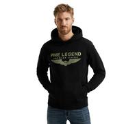 Kapuzensweatshirt PME LEGEND "Hooded soft terry with logo", Herren, Gr. M, schwarz, Sweatware, Obermaterial: 80% Baumwolle, 20% Polyester, bestickt, regular fit taillenbedeckt, Rippbündchen, Sweatshir