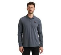 Langarm-Poloshirt PME LEGEND, Herren, Gr. XL, vintage indigo, Web, Obermaterial: 95% Baumwolle, 5% Elasthan, unifarben, regular fit normal, ohne Ausschnitt, Rippbündchen, Shirts, mit Logo Stickerei (4