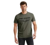 PME Legend Herren Rundhals T-Shirt R-Neck Cotton ELASTHAN Logo - Regular Fit, Größe:XL, Farbe:Beluga 8039