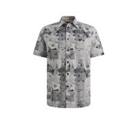 Kurzarmhemd PME LEGEND "Short Sleeve Shirt Print on cotton slub", Herren, Gr. L, N-Gr, carbon, Web, Obermaterial: 100% Baumwolle, bedruckt, regular fit normal, ohne Ausschnitt, gerader Abschluss, Hemd