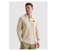 Langarm-Poloshirt PME LEGEND, Herren, Gr. M, beige (natur), Web, Obermaterial: 95% Baumwolle, 5% Elasthan, regular fit normal, ohne Ausschnitt, Rippbündchen, Shirts, mit Logo Stickerei (73020639-M) na