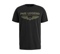 Rundhalsshirt PME LEGEND, Herren, Gr. L, schwarz, Obermaterial: 95% Baumwolle, 5% Elasthan, casual, schmal normal, Rundhals, Kurzarm eingesetzt Bündchen, Shirts, mit Logoprint (31006752-L) schwarz