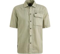 Kurzarmhemd PME LEGEND "Short Sleeve Shirt Ctn linen", Herren, Gr. XXL, N-Gr, schwarz (shadow), Web, Obermaterial: 65% Baumwolle, 35% Leinen, unifarben, casual, hüftbedeckend, Kurzarm, Hemden, mit Lei