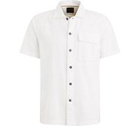 Kurzarmhemd PME LEGEND "Short Sleeve Shirt Ctn linen", Herren, Gr. XL, N-Gr, weiß (hellweiß), Web, Obermaterial: 65% Baumwolle, 35% Leinen, unifarben, casual, hüftbedeckend, Kurzarm, Hemden, mit Leine