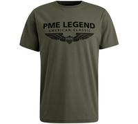 PME Legend Herren Rundhals T-Shirt R-Neck Cotton ELASTHAN Logo - Regular Fit, Größe:M, Farbe:Beluga 8039