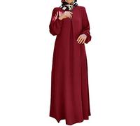 PMUAFG Muslimische Kleider Damen,Abaya Kleid für Frauen Langarm Lässig Jilbab Kleid Einfarbig Lose Gebetskleid Islamischer Tageskleid Muslimische Kleidung Damen Gebetskleidung für Frauen