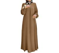 PMUAFG Muslimische Kleider Damen,Abaya Kleid für Frauen Langarm Lässig Jilbab Kleid Einfarbig Lose Gebetskleid Islamischer Tageskleid Muslimische Kleidung Damen Gebetskleidung für Frauen