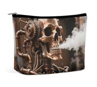 PNOMEDPKJ Kosmetiktasche für Damen, Punk-Design, Metall, Totenkopf-Design, PU-Leder, Kosmetiktasche für Damen, mit Reißverschluss, tragbar, personalisierbar, wasserdicht, Organizer, Geschenk für