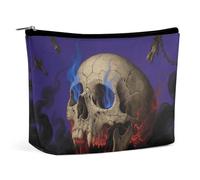 PNOMEDPKJ Reise-Kosmetiktasche mit Totenkopf-Design, PU-Leder, Kosmetiktasche für Damen, mit Reißverschluss, tragbar, personalisierbar, wasserdicht, Organizer, Geschenk für Mutter und Mädchen