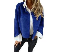 PNZLZIA Damen Rundhals-Woll-Langarm-Mantel, weiche warme Kaschmir-Cardigan-Jacke, Frauen Cropped-Wollmischmantel