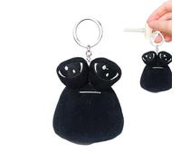 Po-u Plüsch-Schlüsselanhänger, Schlüsselanhänger für Alien-Plüschpuppen, Plüschschlüsselanhänger, Plüschtier Po-u Alien, realistische Tiere, Puppenanhänger für Geburtstag, Rucksack, Schwarzer Alien