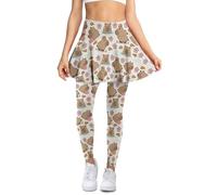 Poceacles Leggings mit Rock für Damen, athletische Skorts, Leggings, Golf, Tennis, Fitness, Rock, Tennis, Yoga, Rock mit Leggings, Capybara Flower Orange, L