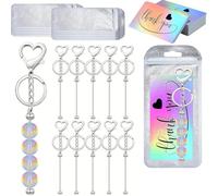 Pocoiau 10x Beadable Schlüsselanhänger Bastelset Kommunion Konfirmation Hochzeit Taufe Basteln Enthusiasten und Verschenken Metall Schlüsselanhänger Charm