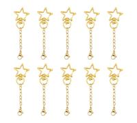 Pocoiau Contemporary Unique Alloy Star Keyring Pendant with Jump Rings Keychain Chain Accessory for Everyday Use Gold Keychain