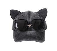 Pocoiau Erwachsene Katze Ear Baseball Cap Frühlings Casual Sport Für Frau Männer Outdoor Visierhut Mit Sonnenbrillen Vintage Süße Brille