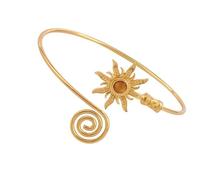 Pocoiau Vintage Sun Designs Arm Including Natural Turquoise Stone Adjustable for All Size Sturdy Metal Retro Arm Rings