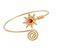 Pocoiau Vintage Sun Designs Arm Including Natural Turquoise Stone Adjustable for All Size Sturdy Metal Retro Arm Rings