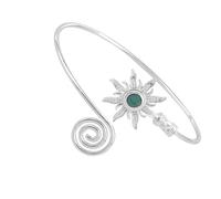 Pocoiau Vintage Sun Designs Arm Including Natural Turquoise Stone Adjustable for All Size Sturdy Metal Retro Arm Rings